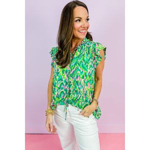 Geprinte Fluttersleeve Blouse