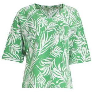 Smashed Lemon - 25259 - Top - Groen en Wit - Bladerenprint - Travelkwaliteit
