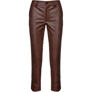 Chino Broek - Chocoladebruin - Faux Moiré Leer - 7/8 Lengte
