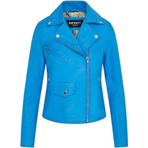 Dames - Classic Brando - Biker Leren Jack - Blauw