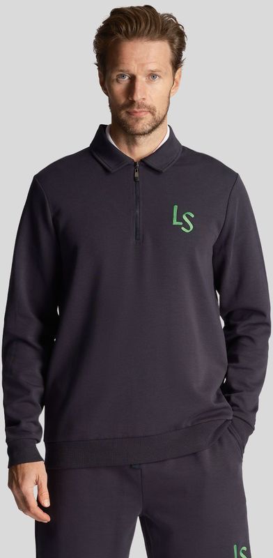 Lyle & Scott - Logo Quarter Zip Sweatshirt - Donker Marineblauw - Katoenmix