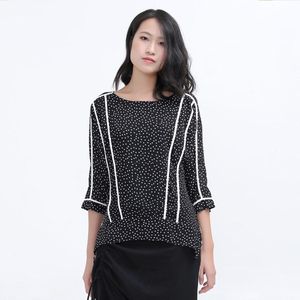 Blouse - Polka Dots - Chiffon - Witte Trim