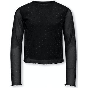 ONLY GIRLS - Top - Lange Mouwen - Regular Fit - Met Mesh Details en Strass Steentjes