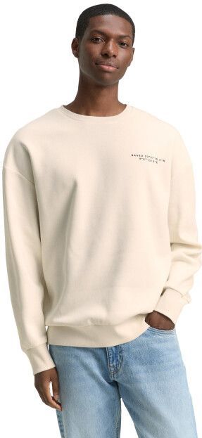 Tom Tailor - Relaxed Printed Sweatshirt - Crème - Heren Truien