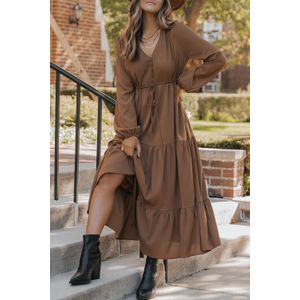 Gelaagde Midi Jurk Met Trekkoord