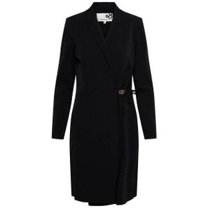 &Co Woman - Wikkeljurk - Zwart - Travelstof - Midi