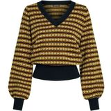 King Louie - V-neck Bellsleeve Walter - Gebreide Trui - Multicolor - Zacht Katoen