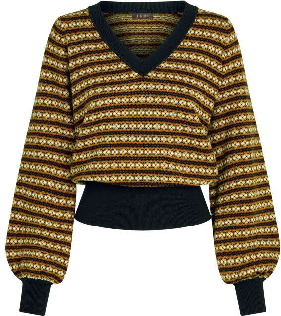 King Louie - V-neck Bellsleeve Walter - Gebreide Trui - Multicolor - Zacht Katoen
