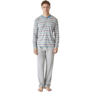 Katoenen herenpyjama met lange mouwen en halve rits JJBEP5500