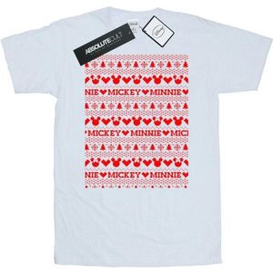 Li-cense Disney heren mickey en minnie kerst fair isle t-shirt