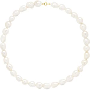 Halsketting Goud - Rij van Echte Zoetwaterparels Barok 6-7 mm