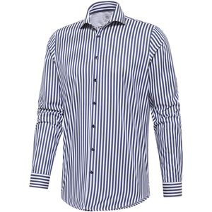 Blue Industry Overhemd 2 ply, katoen navy wit gestreept hemd