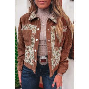 Katoenen Corduroy Bloemenpaneel Jacket