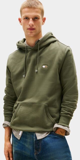 Tommy Jeans - TJM REG Badge Hoodie EXT - Groen - Heren - Katoen