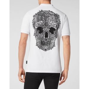 Philipp Plein - Slim Fit Polo Shirt Skully Gang - Wit - Katoen