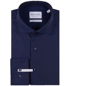 Michaelis Donker overhemd met subtiele diagonale strepen (extra lange mouwen)