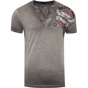 Rusty Neal - T-Shirt - V-Neck - Zwart - 100% Katoen