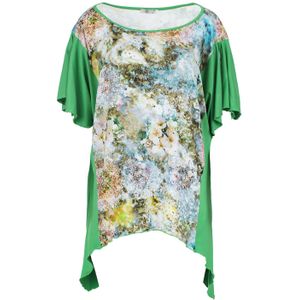 Bedrukte Stretch Jersey Top - Plus Size - Ronde Halslijn - Korte Mouwen