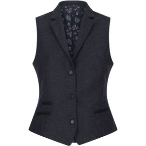Dames - Gilet - Zwart - Visgraat Tweed - Wolmix Vest