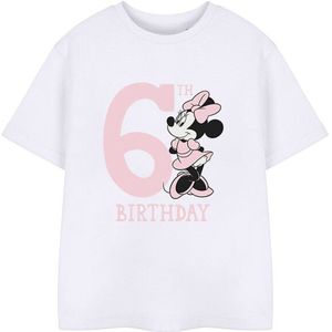 Disney Kinderen/kinderen minnie mouse 6e verjaardag t-shirt