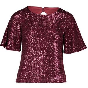 Vera Mont - Paillettenblouse met Vlindermouwen - Rood - Dames