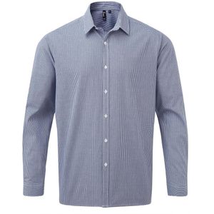 Premier Heren gingham micro geruit overhemd met lange mouwen