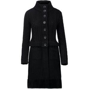 A-lijn Jurk - Gebreide Jacquard en Boucle - Lange Mouwen - Met Opgestikte Zakken