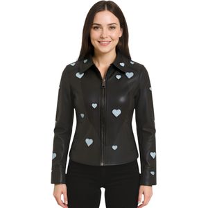 Dames - Malta - Leren Bikerjack - Zwart - Hoogwaardig Lamsleer