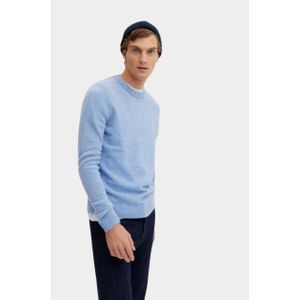 Basefield - Pullover - Blauw - Rundhals - 80% Merinowol