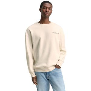 Tom Tailor - Relaxed Printed Sweatshirt - Crème - Heren Truien