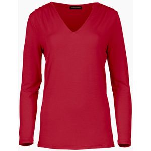 Jersey - Rode V Hals Top - Lange Mouwen