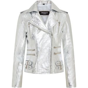 Brando - Loddon - Bikerjack - Zilver - Dames - 100% Premium Nappaleer