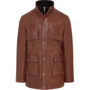 Heren - Bruin - Field - Leren Militair Jack - Hoogwaardig Lamsleer