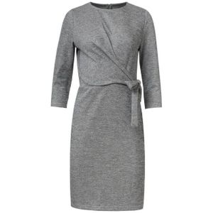 Smashed Lemon - Zwarte Jurk - Met Zilveren Lurex - Boven-de-knie - Ronde Halslijn