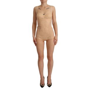 Dolce & Gabbana Dames Beige Nylon Bloem Lace Bodysuit