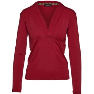 Tops - Wijnrode Imitatiewikkeltop - Lange Mouwen - Duurzame Stretchjersey