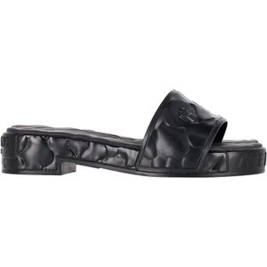 Valentino Garavani Atelier Rose Platform Slip-On Sandalen van Zwart Rubber