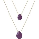 Luxenter - Abelia - Ketting - Natuurlijke Amethist - 18 Kts Geel Goud