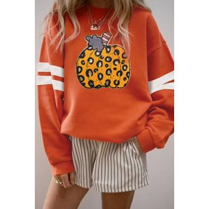 Pompoen Grafische Streep Sweatshirt