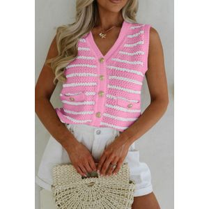 Gestreepte Gebreide Mouwloze Vest