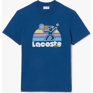 Lacoste - Tennis Paris - T-shirt - Blauw - Gewassen Effect