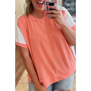 Wafelgebreide Korte Mouwen Top