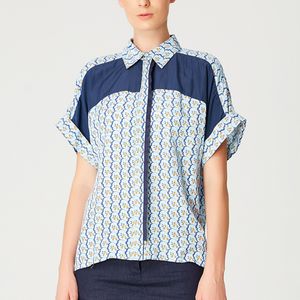 Kleurblok Shirt - Geometrische Print - Korte Mouwen