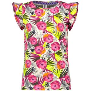 B.Nosy Meisjes t-shirt met ruches aop flowers dazzling