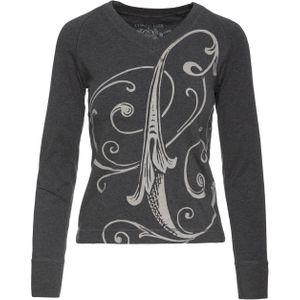 Imprimétops - Donkergrijze Top - V-hals - Lange Mouwen - Jersey met Stretch