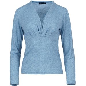 Wikkeltops - Lichtblauw - Gebreide Top - Lange Mouwen - Diepe V-hals