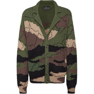 Philipp Plein - Gebreid Vest Strass Camouflage - Veelkleurig - Lamswol