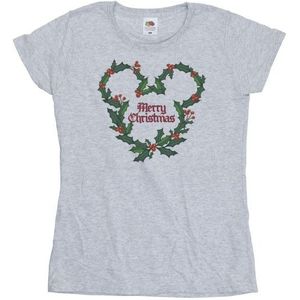Li-cense Disney dames mickey mouse vrolijk kerstfeest holly katoenen t-shirt