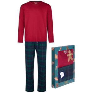 Happy Shorts - Kerst Pyjama Set - Rood/Groen - Shirt en Broek - Flanel