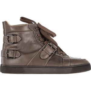Christian Louboutin Mickael Flat High Top Sneakers in Bruine Leer